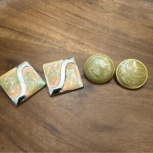 Vintage Style Earrings Set in Gold and Silver